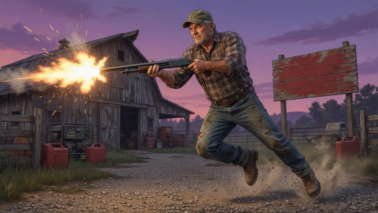 Hank and his farm in the game's loading artwork